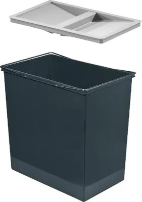 Image de Hailo Seau intérieur 1050209 gris foncé 24 litres 345 x 220 x 350 mm avec couvercle