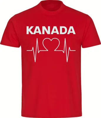 Produktbild von multifanshop Kinder T-Shirt - Kanada - Herzschlag, rot, Größe 176