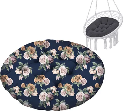 Produktbild von Hängesessel Kissen, Polster Bodenkissen für Schwenksessel, Auflage für Baumwoll Hängeschaukel, Papasansessel, Hängekorb, Hängestuhl, Durchmesser 90 cm, Rosen [114]