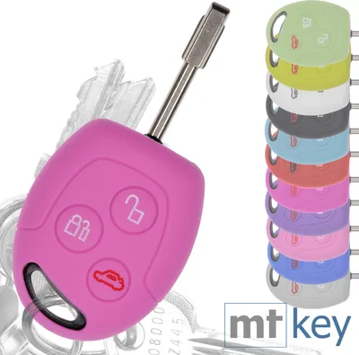 Produktbild von Auto Schlüssel Hülle Silikon Schutz Cover Rosa kompatibel mit Ford Transit Mondeo Focus II Fiesta VI Fusion Galaxy S-MAX 3 Tasten Funk Fernbedienung