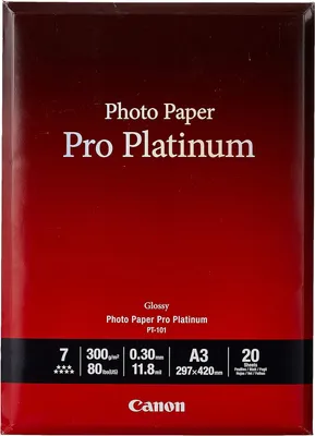 Image de Canon Photo Paper Pro Platinum - Papier photo - A3 (297 x 420 mm) - 300 g/m2 - 20 feuilles - pour PIXMA Pro9000, Pro9500 (2768B017)