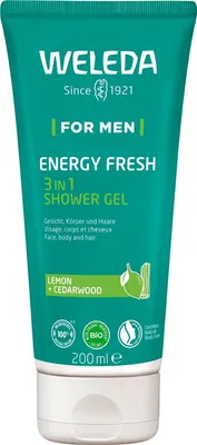 Zdjęcie produktu dla Weleda Energy Fresh, Żel pod prysznic, 200 ml, Dorośli, Mężczyźni, Ciało, twarz i włosy, Drzewo cedrowe