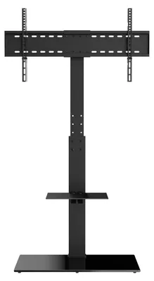 Immagine prodotto di SucceBuy Supporto da pavimento orientabile per televisori (32-85 pollici), supporto TV portatile regolabile in altezza con base in vetro stabile, ideale per camere da letto e soggiorni, nero