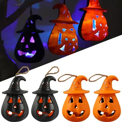 Obrázok produktu pre 4 kusy Halloweenových svetelných tekvíc, LED Halloweenové lampy, prenosné Halloweenové dekorácie, LED lampy, napájanie na batérie