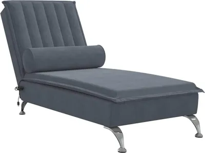 Produktbild von vidaXL Massage-Chaiselongue mit Nackenrolle Dunkelgrau Samt