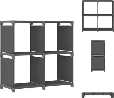 Obrázek produktu pro vidaXL Cube regál 4 přihrádky šedý 69x30x72,5 cm látka - Regály a knihovny