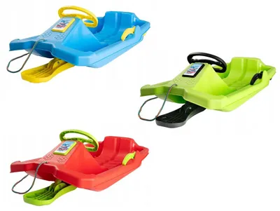 Produktbild von Lenkschlitten Kinder Schlitten mit Lenkrad Bremse Rodel Winter ROT
