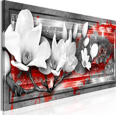 Produktbild von Modernes Wandbild b-A-0774-b-a (150x50 cm) - 1 Teilig Bilder Fotografie auf Leinwand Foto Bild Dekoration Wand Bilder Kunstdruck BLUMEN MAGNOLIEN