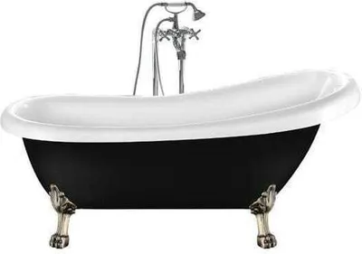 Produktbild von Freistehende Badewanne mit Füßen RICHMOND schwarz Löwenfüße CHROM 171 cm