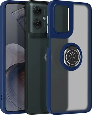Obrázek produktu pro Avizar, pouzdro na mobilní telefon pro Motorola Moto G55 s kovovým kroužkem a držákem na kameru, tmavě modré