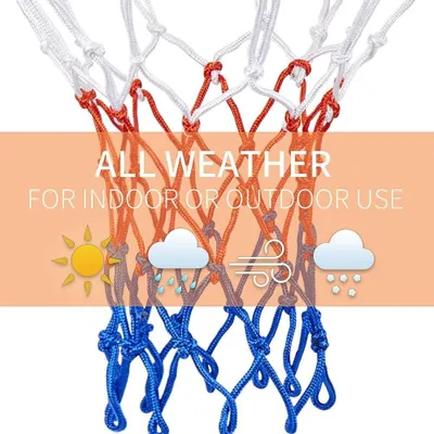 Imagen del producto de Red de baloncesto, duradera, con 12 aros, unidad individual, para uso en exteriores