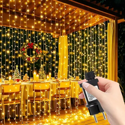 Lichtgordijn 3x3 m, 300 LEDs, Timer, 8 Modi, IP44