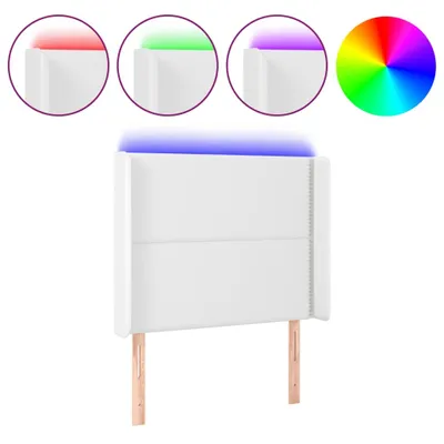 Produktbild von LED Kopfteil Weiß 103x16x118/128 cm Kunstleder