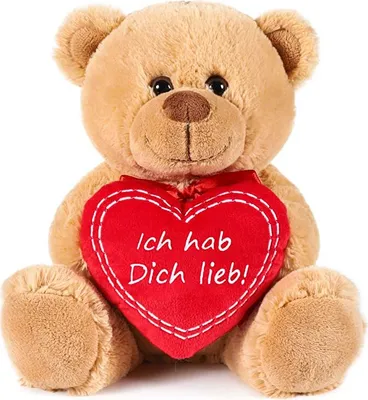 Immagine prodotto di Brubaker Orsacchiotto di peluche con cuore rosso - Ti amo - 25 cm - Orsacchiotto di peluche peluche - peluche marrone chiaro