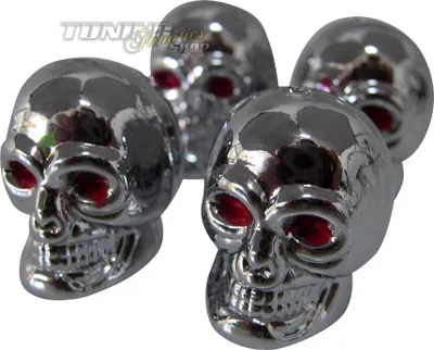 Immagine prodotto di 4x tappi valvola coprivalvola TOTENKOPF CHROM SET per molti veicoli