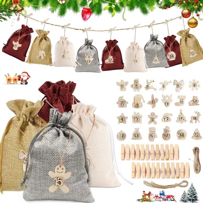 Obrázek produktu pro Adventní kalendář k naplnění 24 sáčků vánočních dárkových tašek