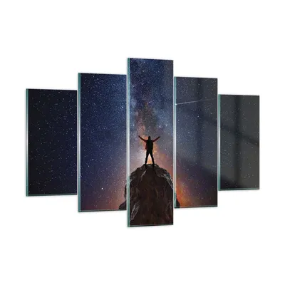 Produktbild von Bilder auf glas - 5 Teile - Kosmos Maßstab Mensch - 150x100cm - Glasbilder - Wandbilder - Bilder - zum Aufhängen bereit - Wanddekoration aus Glas - Glas Bilder - Wandbild auf Glas - GEA150x100-4786