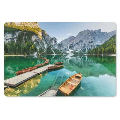 Produktbild von MuchoWow® Schreibtischunterlage Alpen - See - Boot 60x40 cm - XXL Mauspad - Großes Mauspad