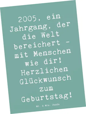 Produktbild von Mr. & Mrs. Panda Postkarte Spruch 2005 Geburtstag - Meeresbrise - Geschenk, Postkarten, feiern, kunstkarte, Feier, Happy Birthday, Grußkarte, Ansichtskarte, Glückwunsch