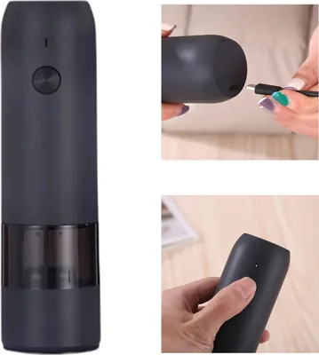 Produktbild von Pfeffermühle,Wiederaufladbare Gewürzmühle,Elektrische Pfeffermühlen mit Einstellbarer Grobheit Salz,Schwarz