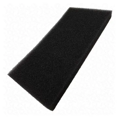 A black foam filter is shown on a white background.