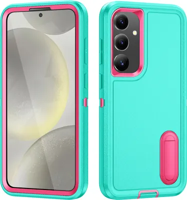Produktbild von Hülle für Samsung Galaxy S25 Hybrid Dreilagige Robust Stoßfest Schwerlast Schutzhülle mit Ständer Türkis