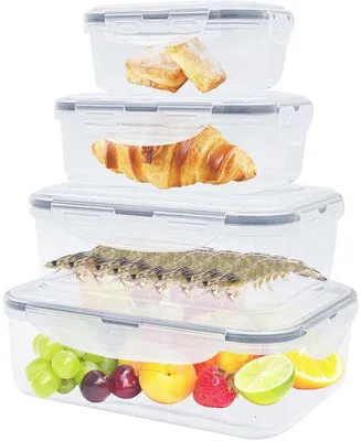 Produktbild von 8-teilige, wiederverwendbare Kunststoff-Lebensmittelbehälter mit Deckeln, luftdichte Behälter zur Essenszubereitung für die Küche, Lunchbox für den Gefrierschrank, BPA-frei, mikrowellengeeignet