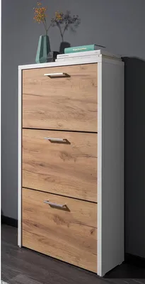 Image de Schuhkipper >Filton< in Weiß Eiche - 61x115x25cm (BxHxT)