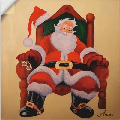 Produktbild von ARTland Wandbild, selbstklebend Schlafender Weihnachtsmann Größe: 30x30 cm