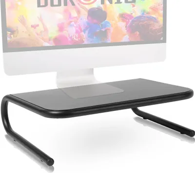 Produktbild von Duronic DM071 - Laptop und Bildschirmerhöhung für Schreibtische - 10 kg Kapazität - Ergonomische Monitorhalterung Schwarz - Monitorerhöhung 37 cm x 24 cm - Notebookständer - TV Ständer