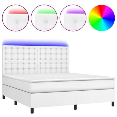 Immagine prodotto di vidaXL Letto a molle con materasso e LED bianco 160x200 cm in Pelle finta