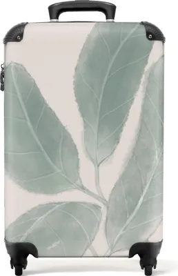 Obrázek produktu pro NoBoringSuitcases.com® Kufr Příruční zavazadlo Trolley Rolling suitcase Malý cestovní kufr na 4 kolečkách - Leaves - Plants - Nature - Abstract - Beige - Cabin Size < 55x40x23 cm & 55x40x20 cm - Foto kufr - Cabin suitcase - Board luggagePříruční zavazadlo Kufr 55x35x20 cm, 36L,