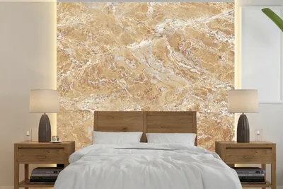 Produktbild von MuchoWow® Fototapete für Wohnzimmer oder Schlafzimmer Wandtapete Vinyl Motivtapete Marmor - Weiß - Braun - 280x280 cm - Hintergrundbild
