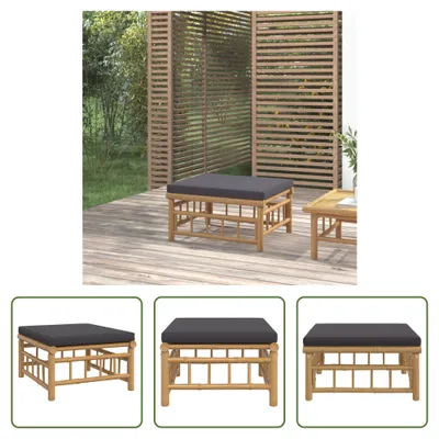 Produktbild von The Living Store Gartenhocker mit Dunkelgrauem Kissen Bambus