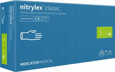 Obrázok produktu pre Nitrilové rukavice 100 kusov / Modrá / Veľkosť: 7 - S / Nitrylex Classic Blue