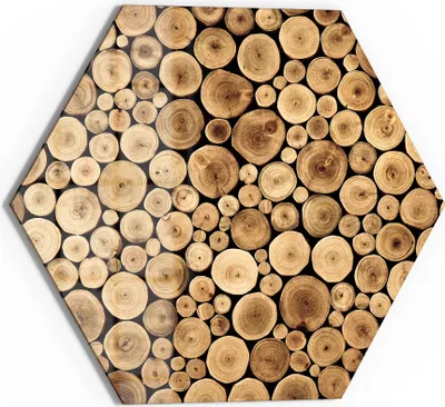 Produktbild von DEQORI Glasbild Echtglas 40x35 cm 'Harmonisches Holzmeer' Wandbild Bild modern Deko