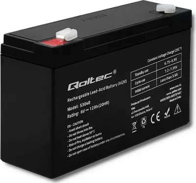Image de Qoltec 6V 12Ah Batterie gel pour jouets d'enfants et systèmes de sécurité