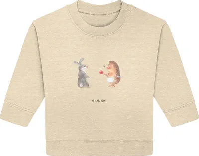 Produktbild von Mr. & Mrs. Panda Organic Baby Pullover Hase Igel 24. - 36. Monat - Natural Raw - Geschenk, Liebe Spruch, und, Lustige Sprüche, Trösten, Herzschmerz, Bullover