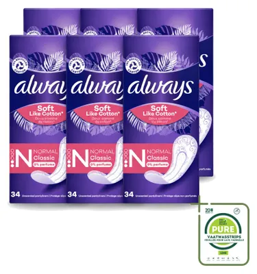 Imagen del producto de 6 x Protectores diarios Always Discreet, tipo slip, - Paquete grande - 6 unidades