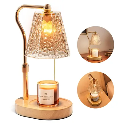 Produktbild von Kerzen-Wärmelampe mit Timer und Dimmer, höhen- und helligkeitsverstellbar, passend für Glas-Dochte, Retro-Stil, ideal als Wohnaccessoire