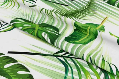 Produktbild von Bettwäsche 155x220 cm  Premium Mikrofaser Bettbezug Garnitur Set Grün Weiß Pflanzen Leaves 2 teilig
