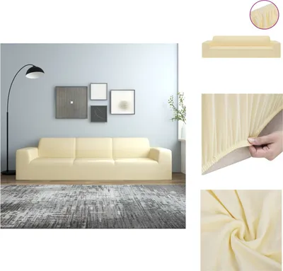 Immagine prodotto di vidaXL Copridivano stretch 4 posti in jersey di poliestere crema - Rivestimenti