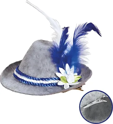 Immagine prodotto di Mini fedora bavarese con piume, in feltro