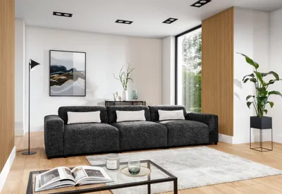 Productafbeelding van Bigsofa Designersofa Sofa ROMY, 4-zits, bekleed met stof "Enjoy Me", kleur zwart