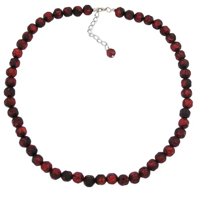 Produktbild von Kette 10mm Kunststoffperlen Barockperlen rot-schwarz-marmoriert 50cm rot - schwarz 10mm