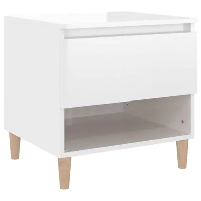 Image de Table de nuit blanc brillant 50x46x50 cm bois composite