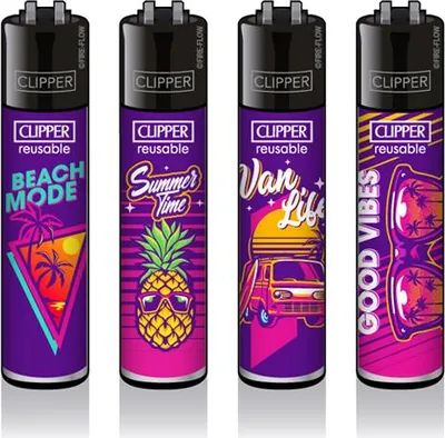 Produktbild von Clipper Reibrad Feuerzeuge Summer #1, 4 Stück