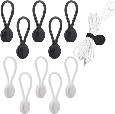 Produktbild von 10 Stück magnetische Kabelbinder, MagneticTwist-Kabelbinder zum Bündeln und Organisieren, für Telefonladegeräte, Mäuse, Audiogeräte, Computer, wiederverwendbare Befestigungskabelbinder, Kabel-Organizer für Zuhause, im Büro, in der Küche, in der Schule