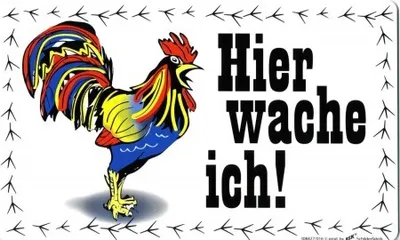 Produktbild von Lustiges Warnschild - HIER WACHE ICH - HAHN - 25cm x 15cm - Tiere Wachhund - 308427