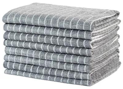 Obrázek produktu pro Kuchyňské utěrky z mikrovlákna – měkké a savé (8 kusů, 45 x 65 cm, šedé)